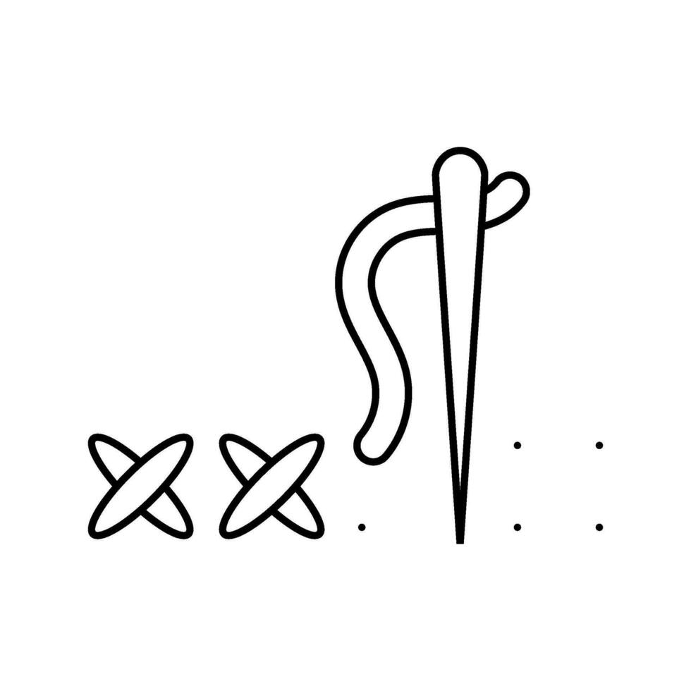 stitch guide embroidery hobby line icon vector illustration
