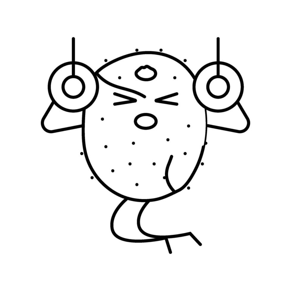 kiwi fruit fitness character line icon vector illustration