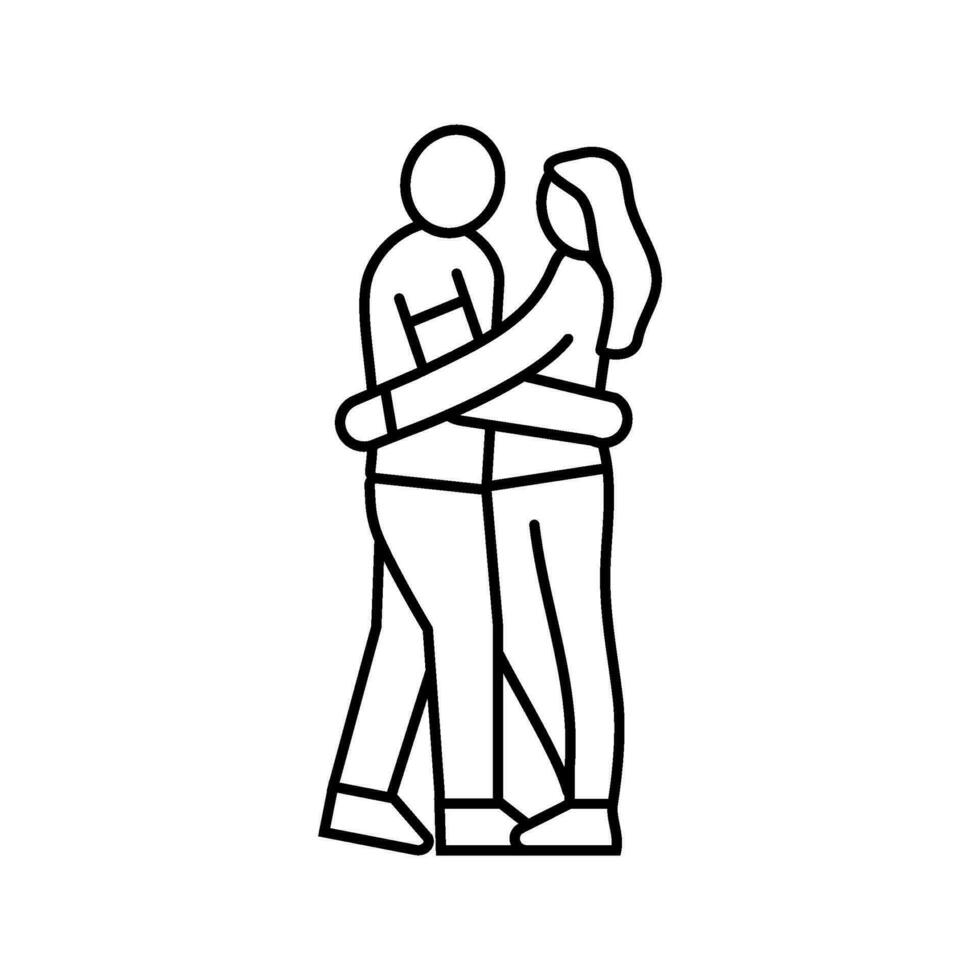 couple embracing love line icon vector illustration