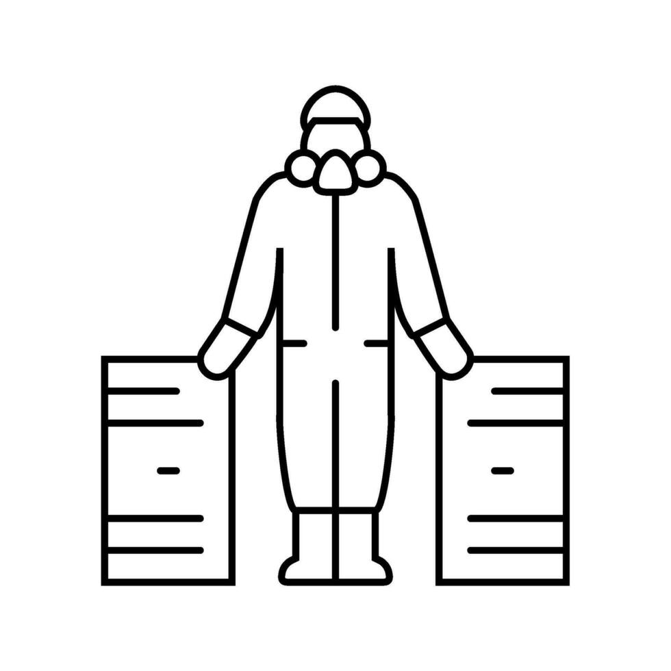 hazardous materials handling line icon vector illustration