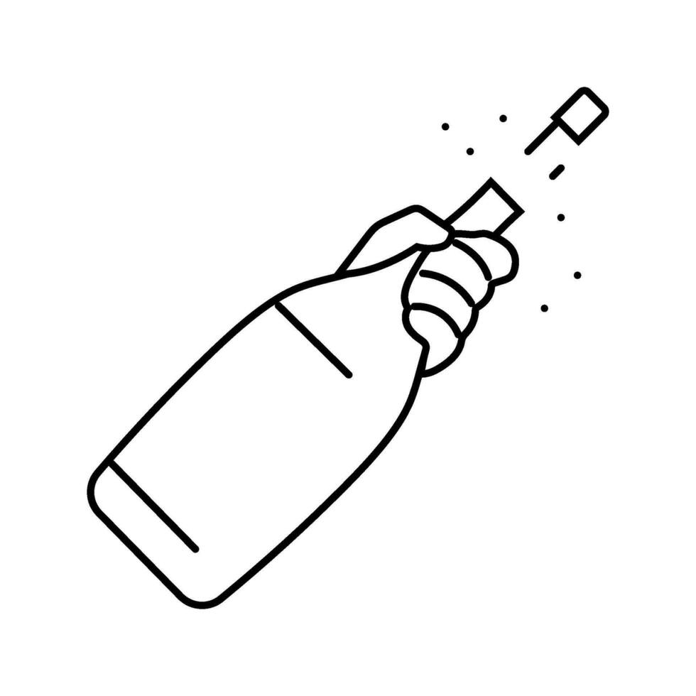 hand champagne bottle cork line icon vector illustration