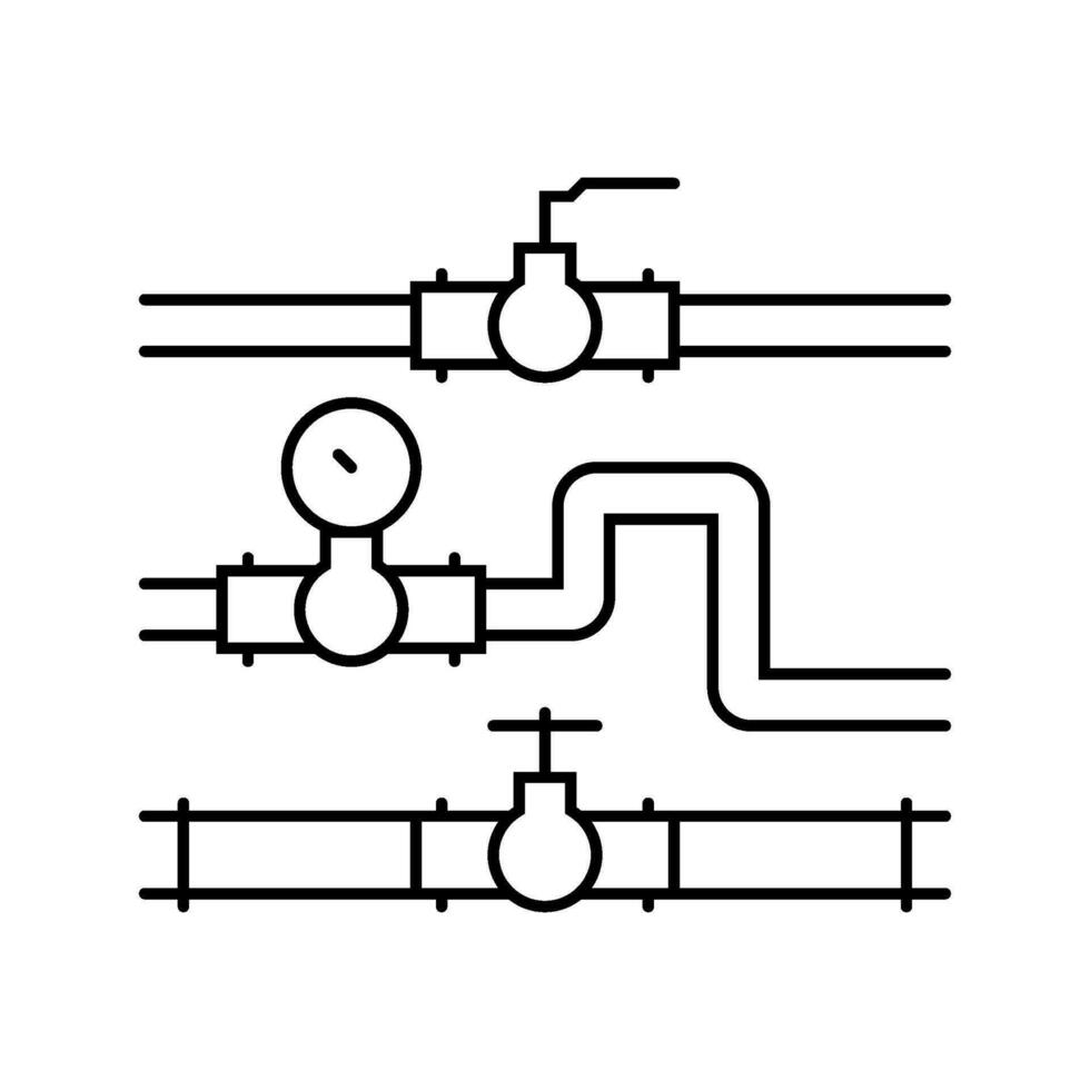 tubería sistema petróleo ingeniero línea icono vector ilustración