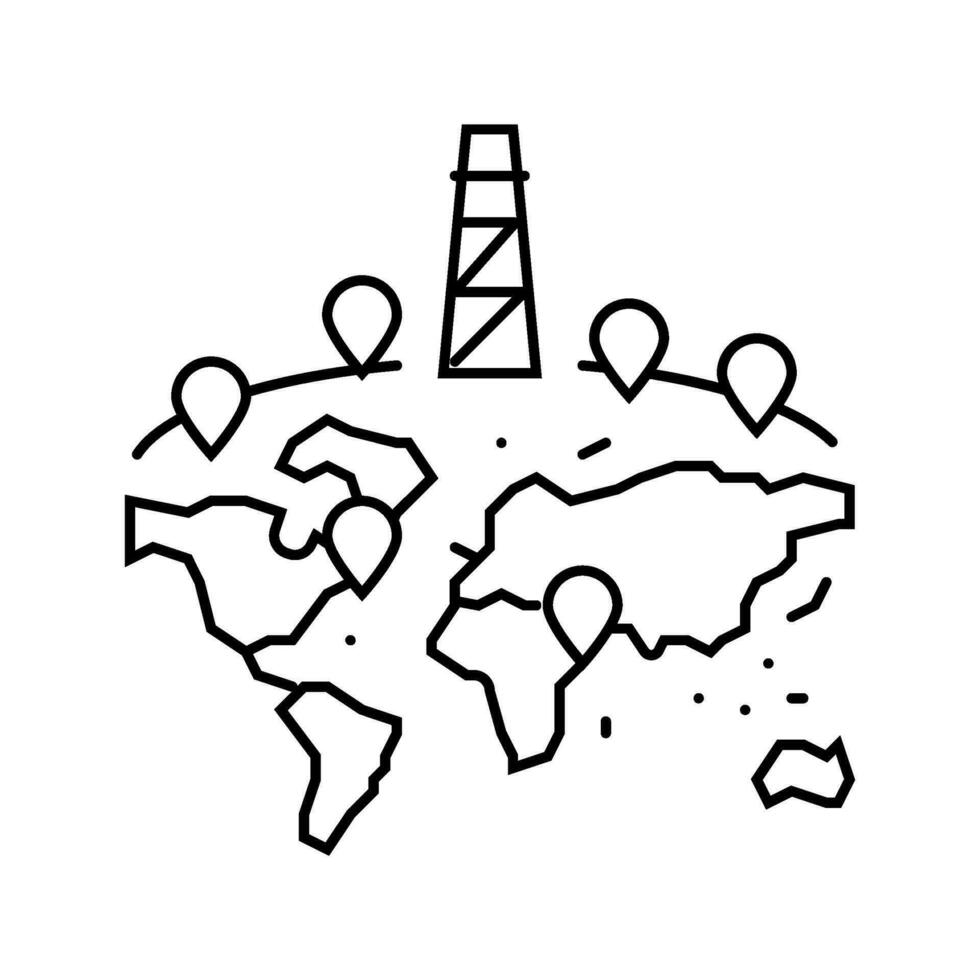 petróleo campo cartografía petróleo ingeniero línea icono vector ilustración