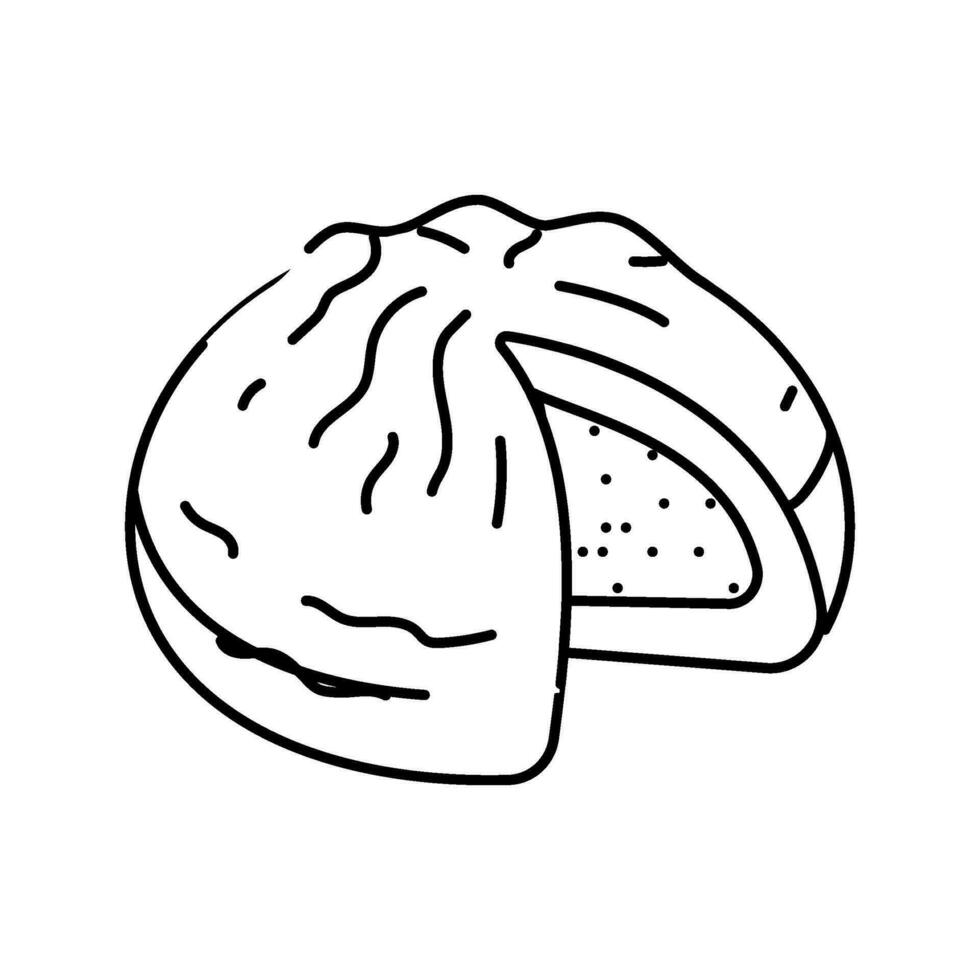 vegetariano bollo comida comida línea icono vector ilustración