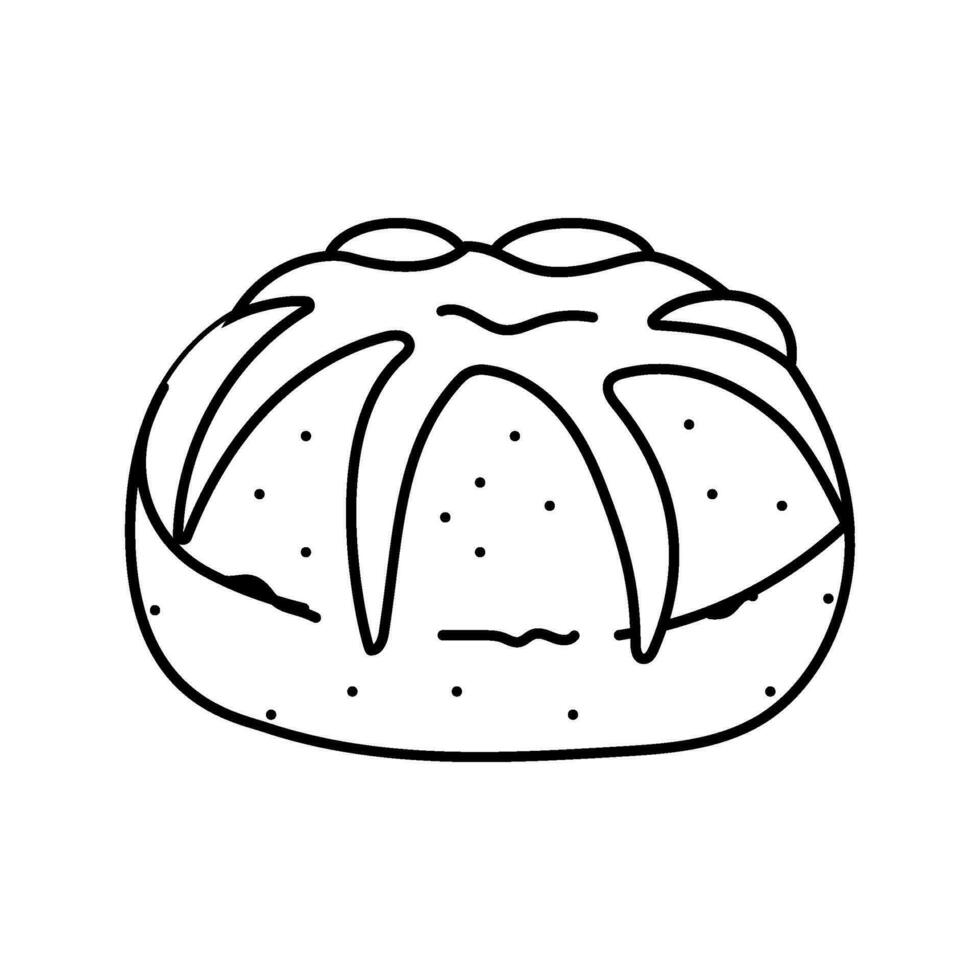 queso feta bollo comida comida línea icono vector ilustración