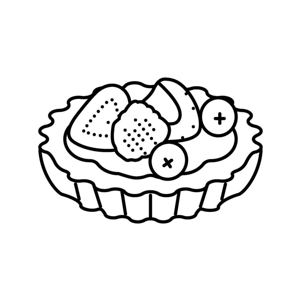 fruit tart sweet food line icon vector illustration