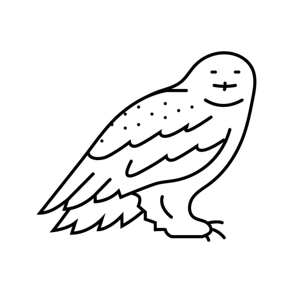 snowy owl winter season line icon vector illustration