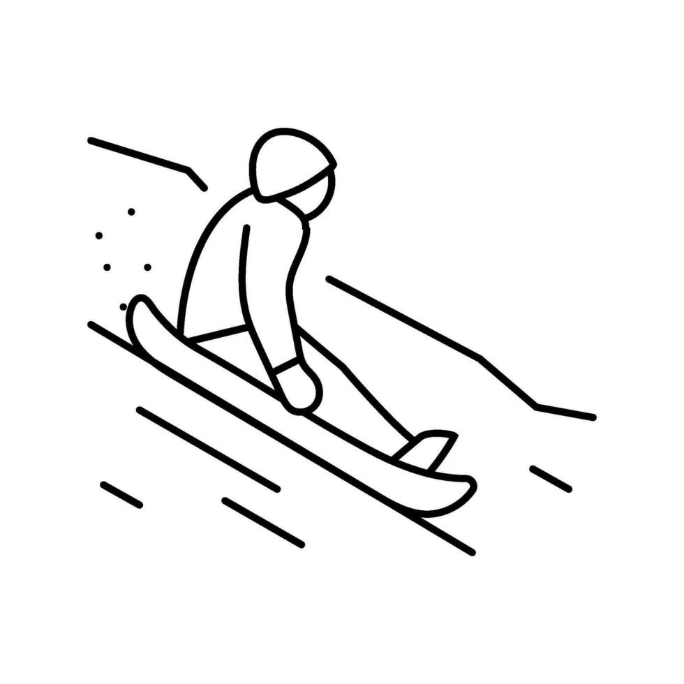sledding winter season line icon vector illustration