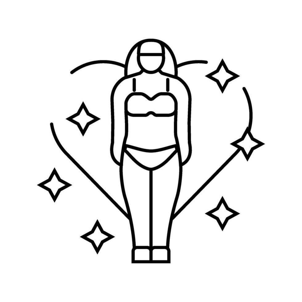 body positivity feminism woman line icon vector illustration