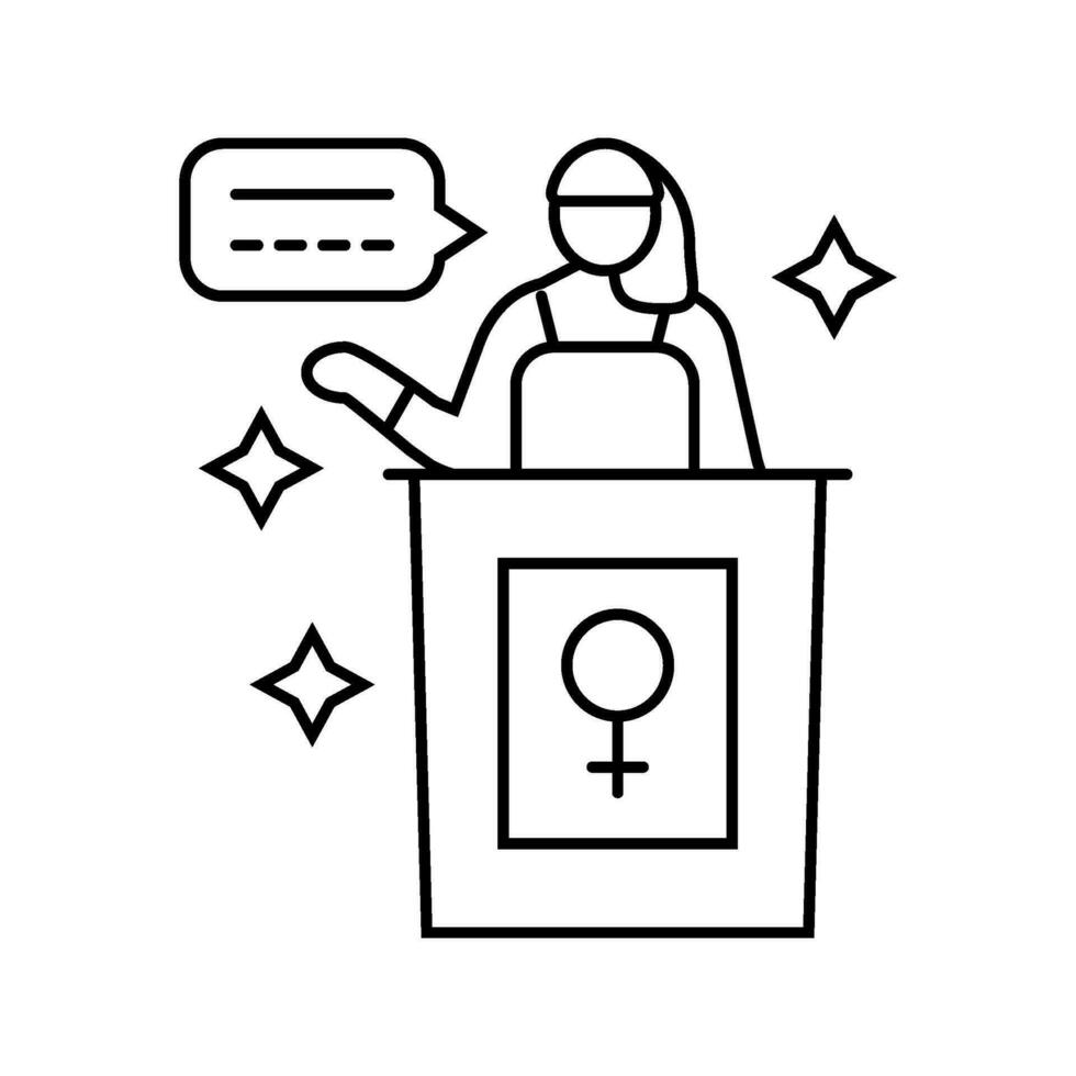 feminist activist feminism woman line icon vector illustration