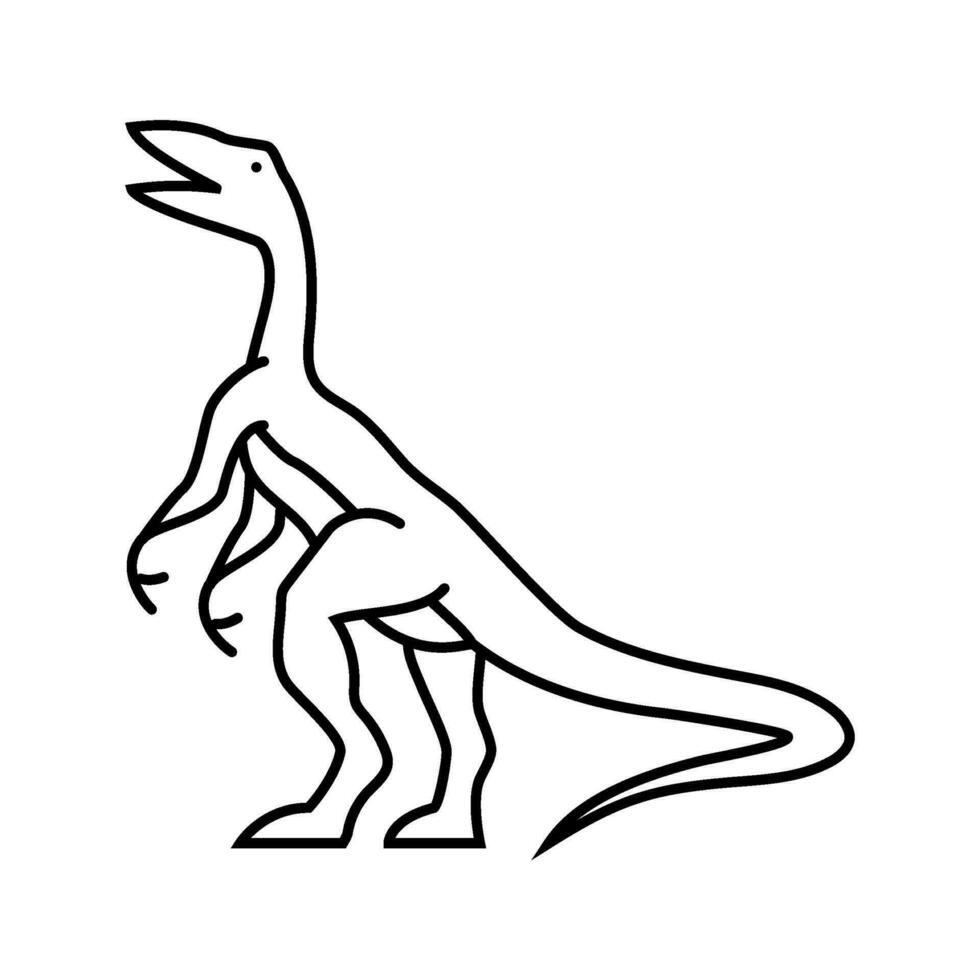 compsognathus dinosaur animal line icon vector illustration