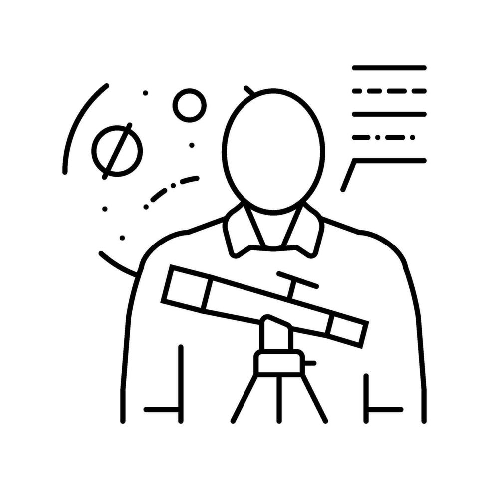 espacio científico trabajador línea icono vector ilustración