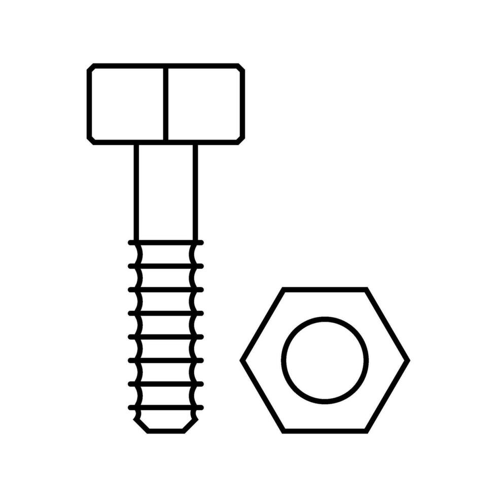 nut and bolt tool work line icon vector illustration