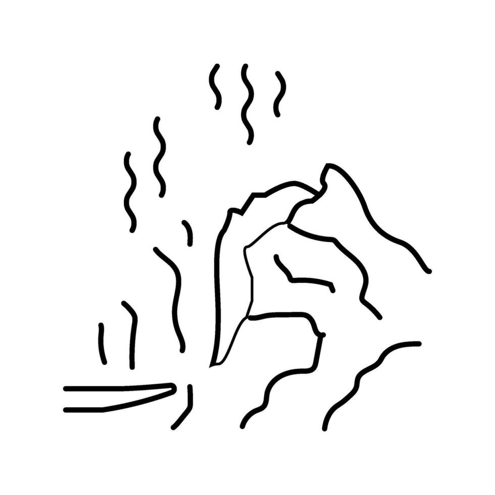 fuego caliente volcán línea icono vector ilustración