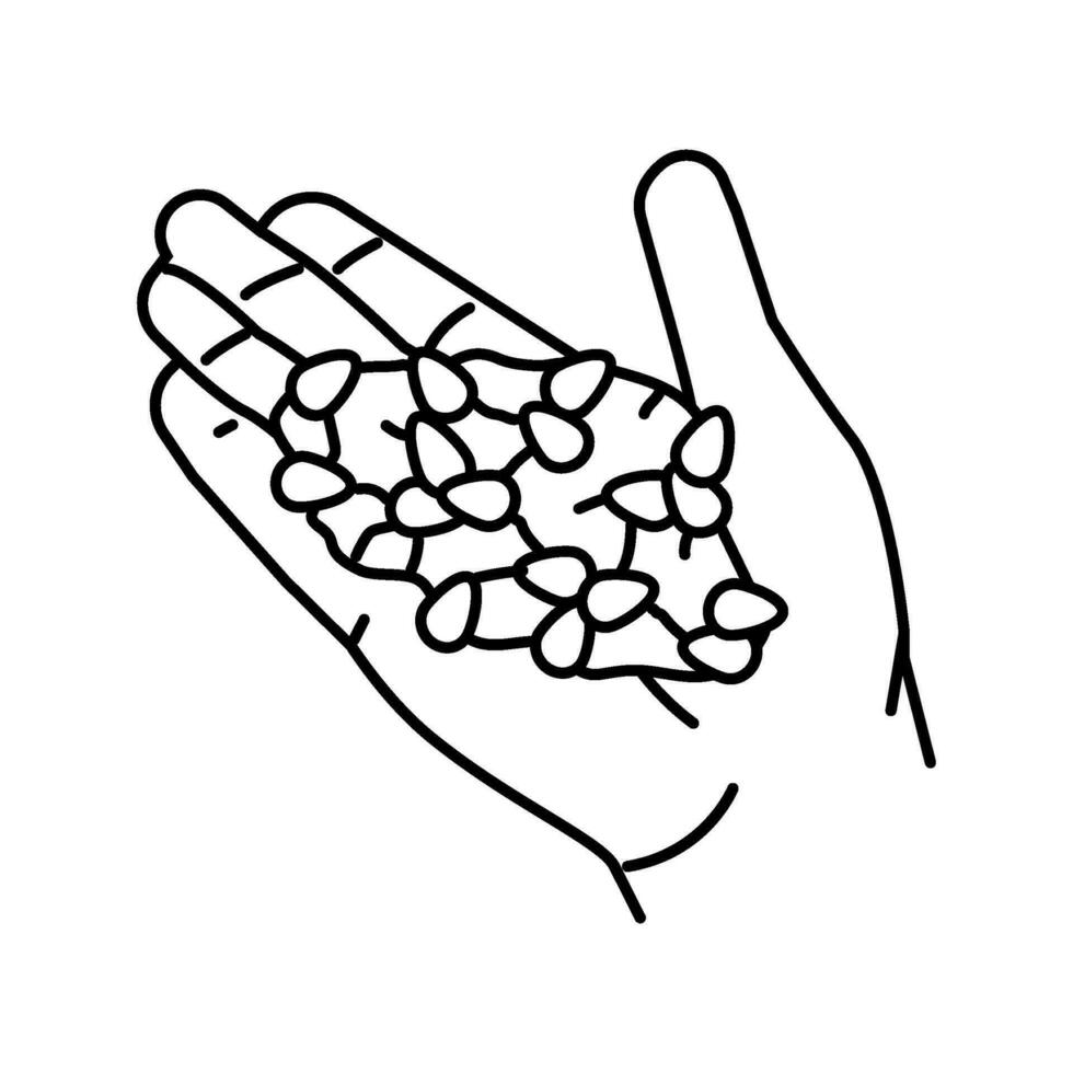 hand wheat grain harvest line icon vector illustration