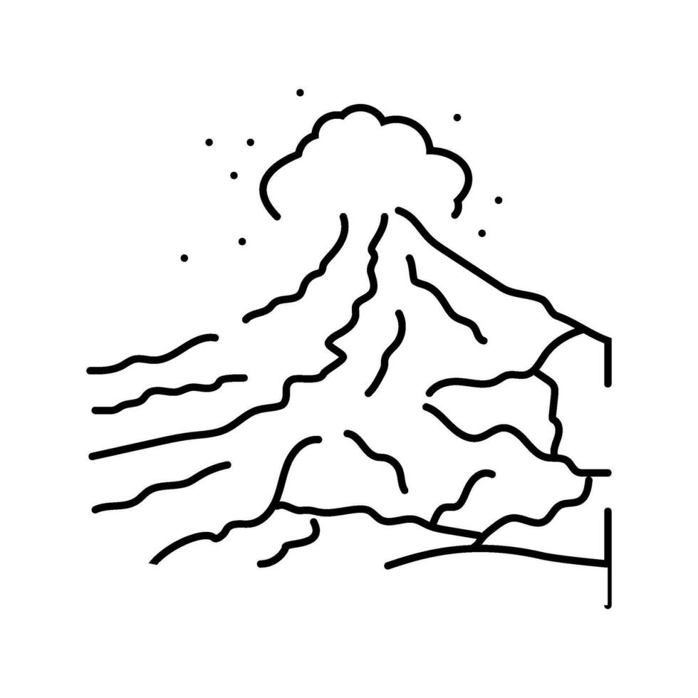 volcán rock paisaje línea icono vector ilustración