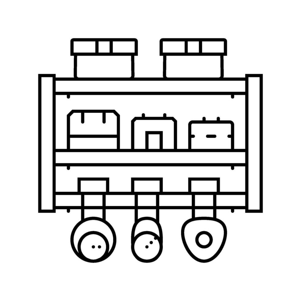 drill shelf garage tool line icon vector illustration