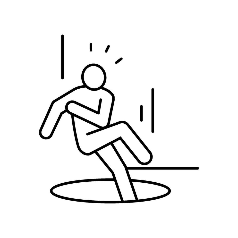 pit fall man accident line icon vector illustration