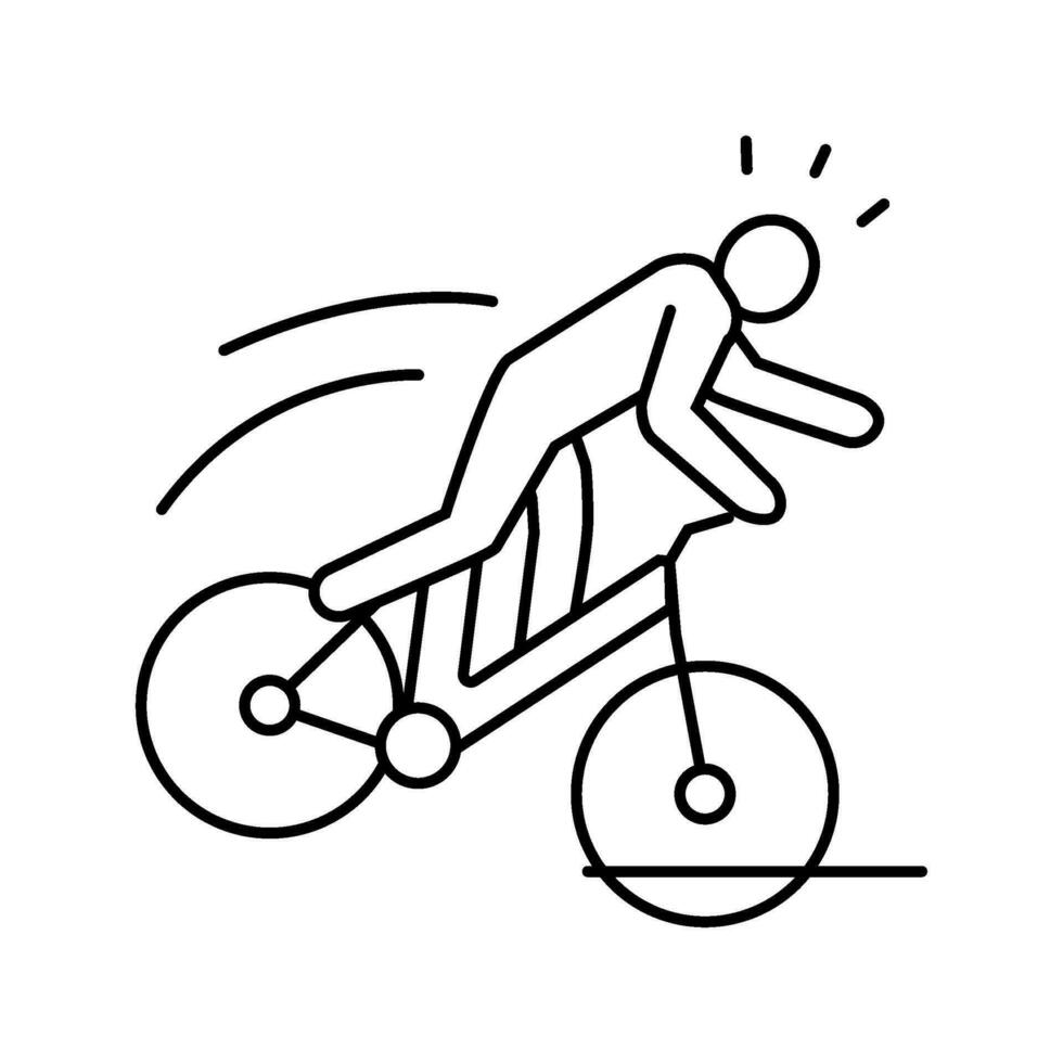 fall bike man accident line icon vector illustration