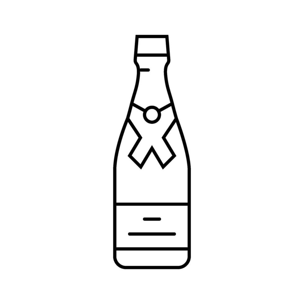 champagne glass bottle line icon vector illustration