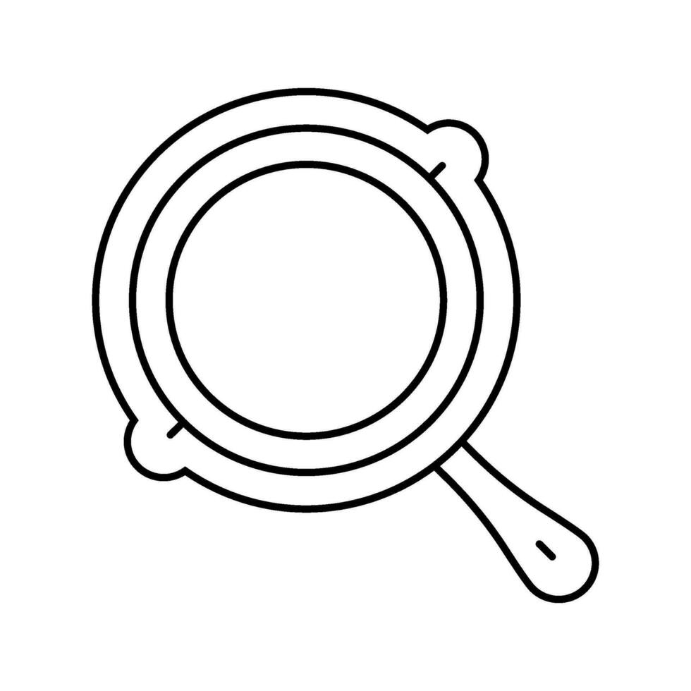 cast iron skillet kitchen cookware line icon vector illustration