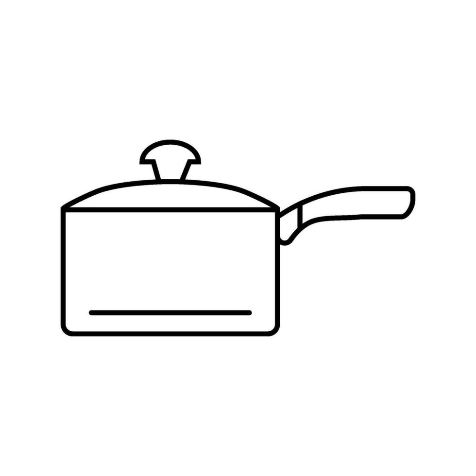 ceramic saucepan kitchen cookware line icon vector illustration