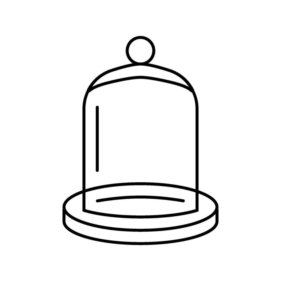 vaso campana de cristal vivo habitación línea icono vector ilustración