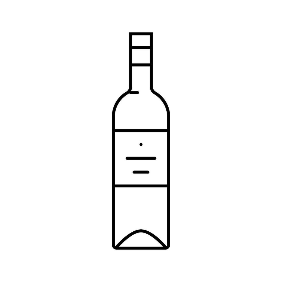 vino vaso botella línea icono vector ilustración