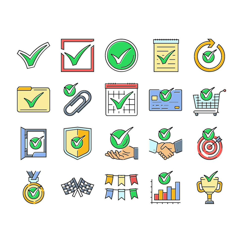 check mark tick ok icons set vector