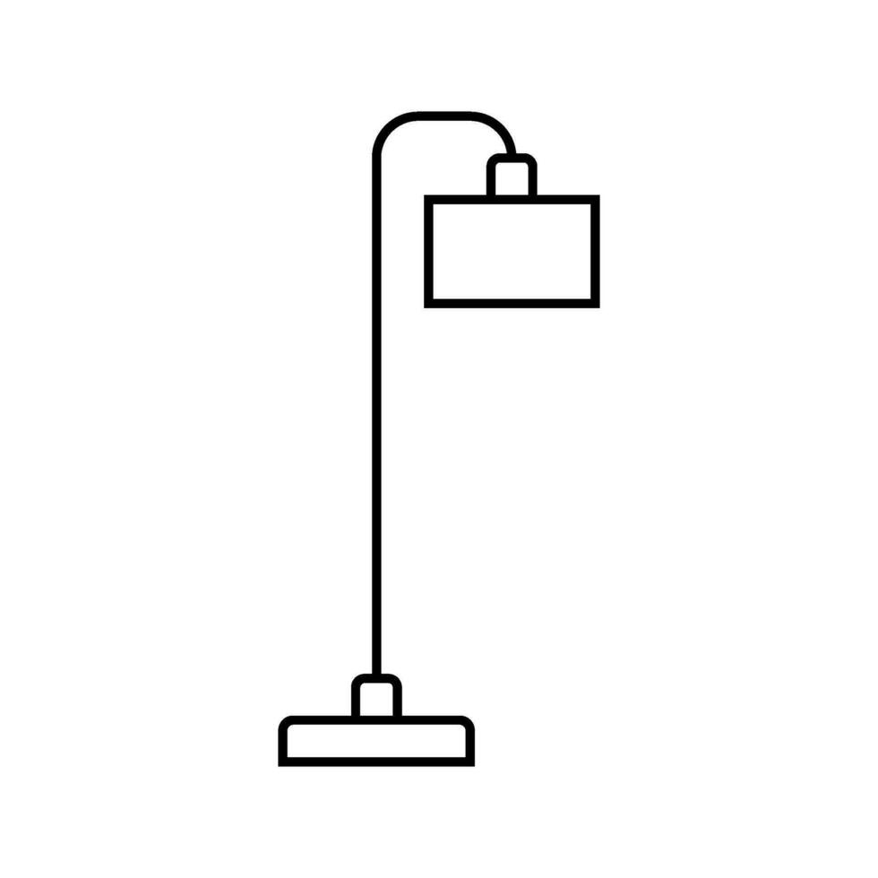 lámpara piso dormitorio interior línea icono vector ilustración