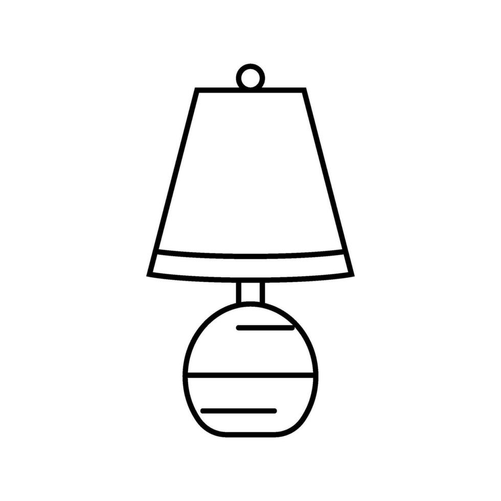 lámpara mesa dormitorio interior línea icono vector ilustración