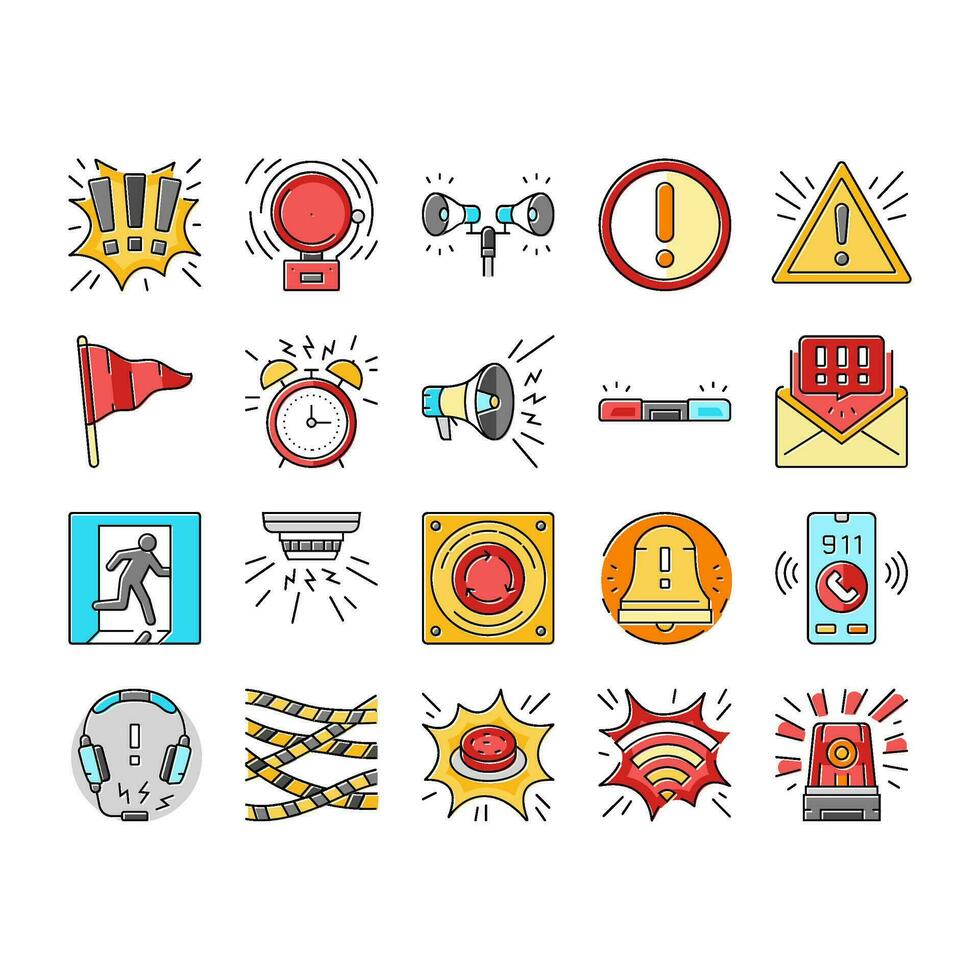 alert attention signal caution icons set vector