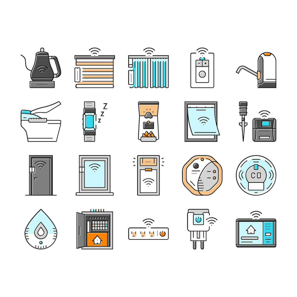 home smart technology control icons set vector