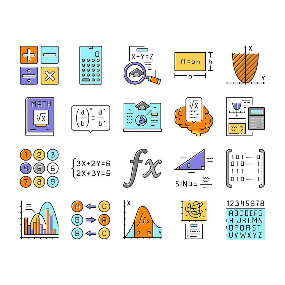 math education school science icons set vector