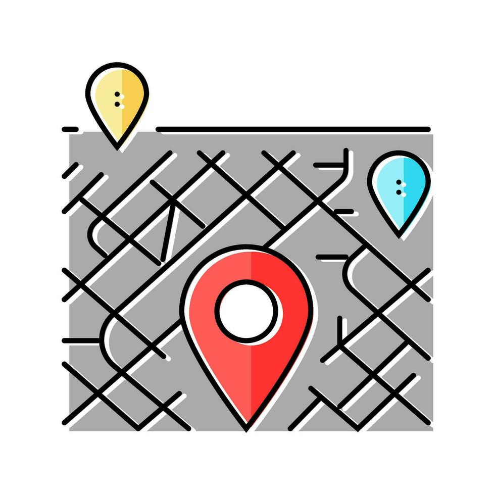 mapa puntero sitio color icono vector ilustración