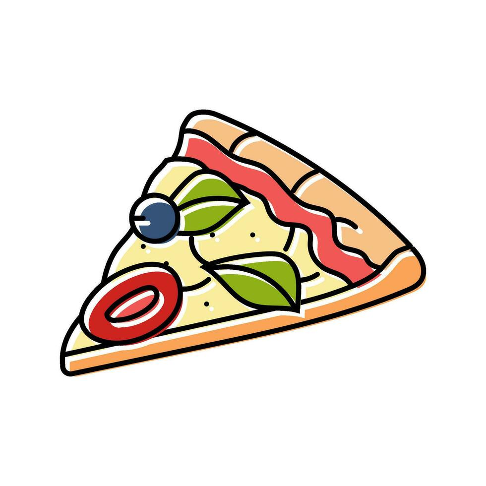 Pizza rebanada italiano cocina color icono vector ilustración