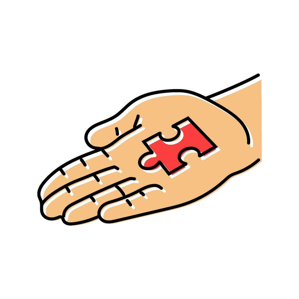 hand puzzle jigsaw color icon vector illustration