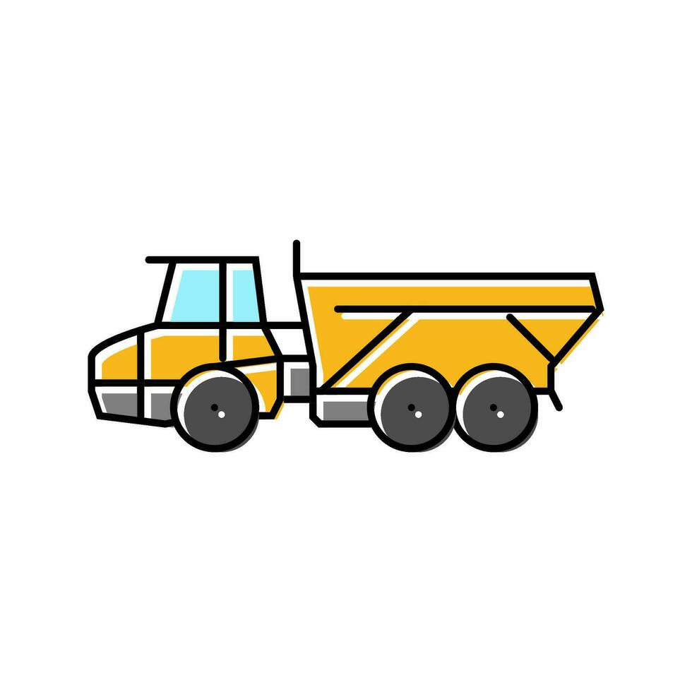 articulated hauler construction vehicle color icon vector illustration