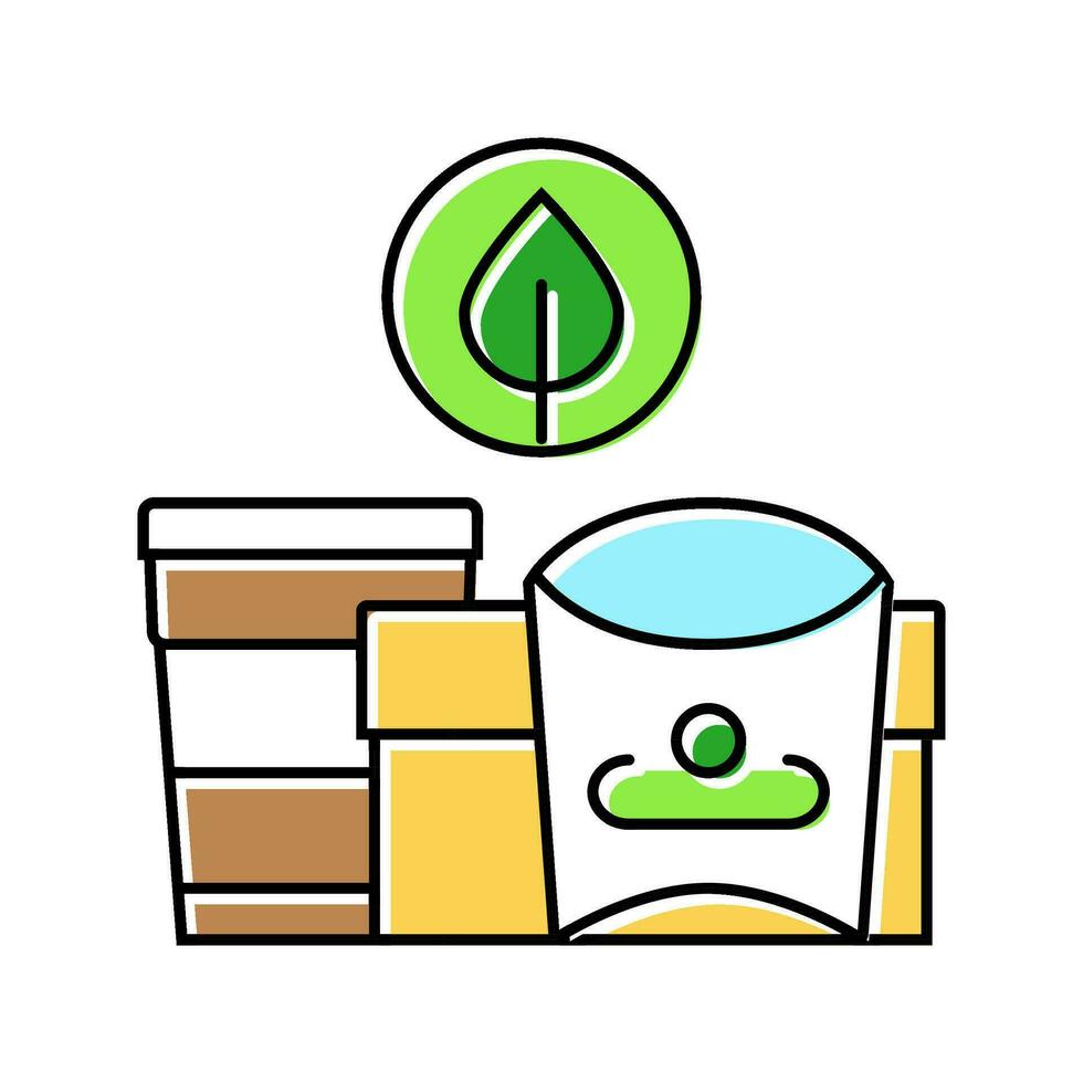 eco simpático embalaje verde vivo color icono vector ilustración