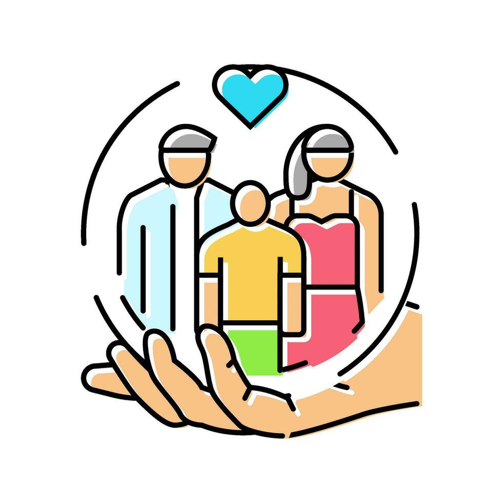 family support mental health color icon vector illustration