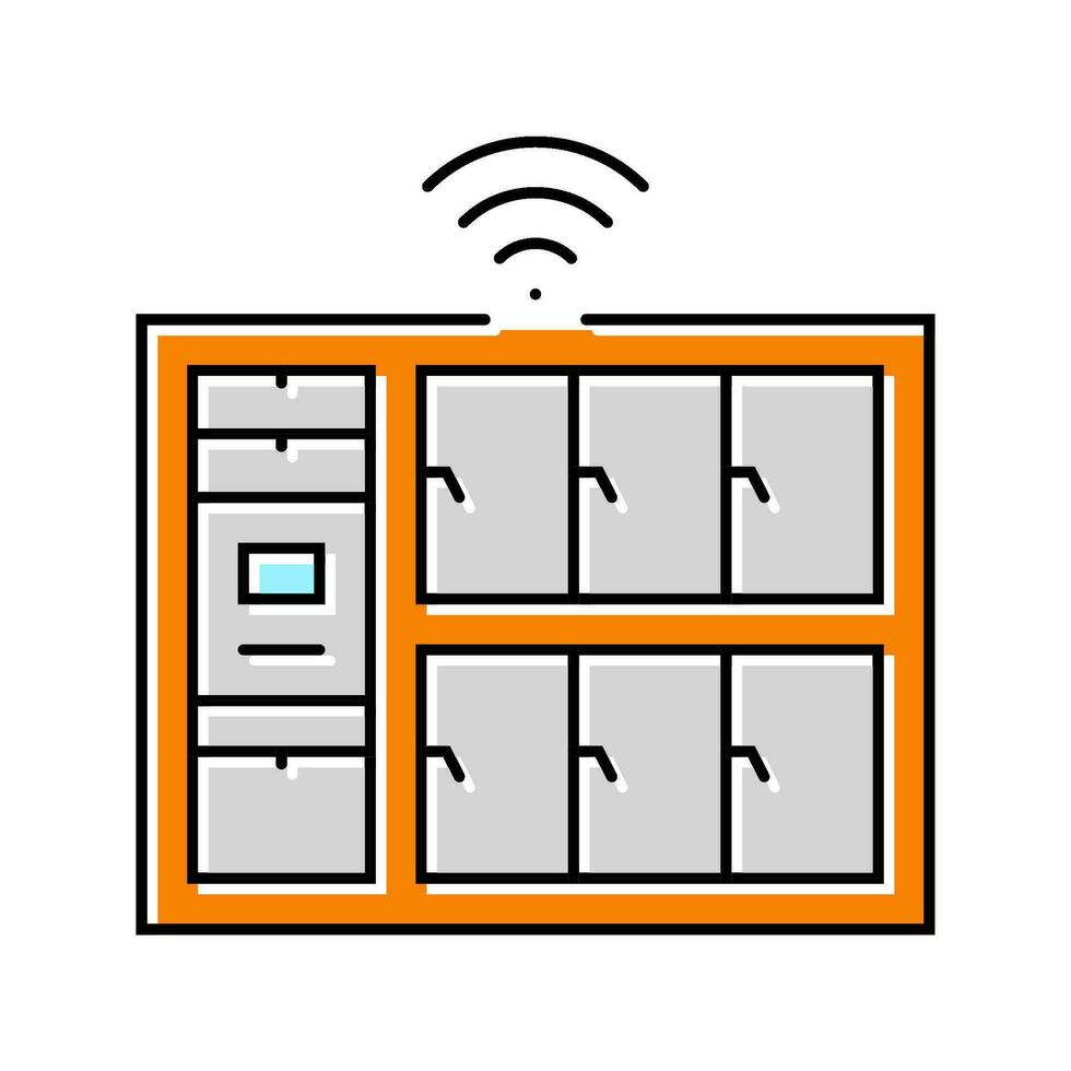 smart lockers autonomous delivery color icon vector illustration