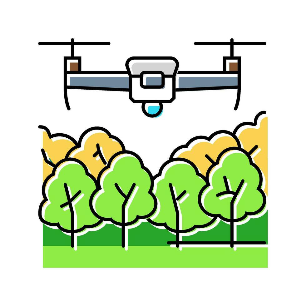 forest management drone color icon vector illustration