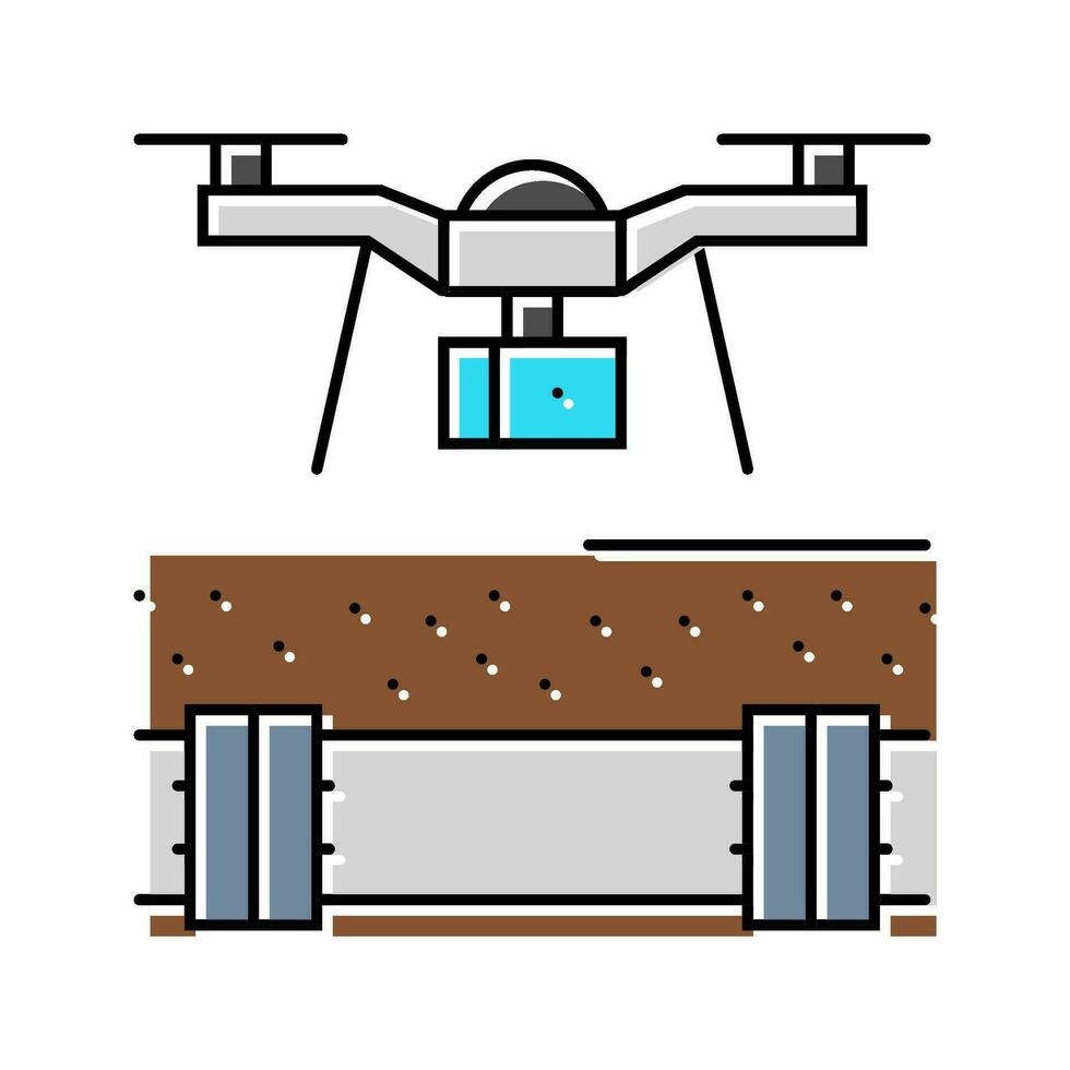 pipeline inspection drone color icon vector illustration