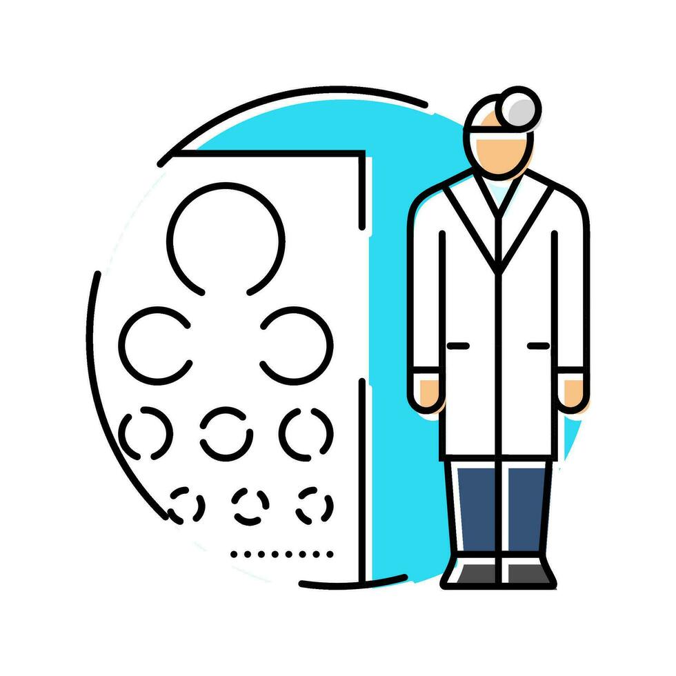 ophthalmic technician eye chart color icon vector illustration