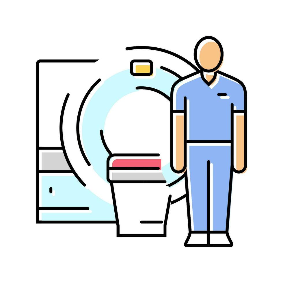 mri technician machine color icon vector illustration