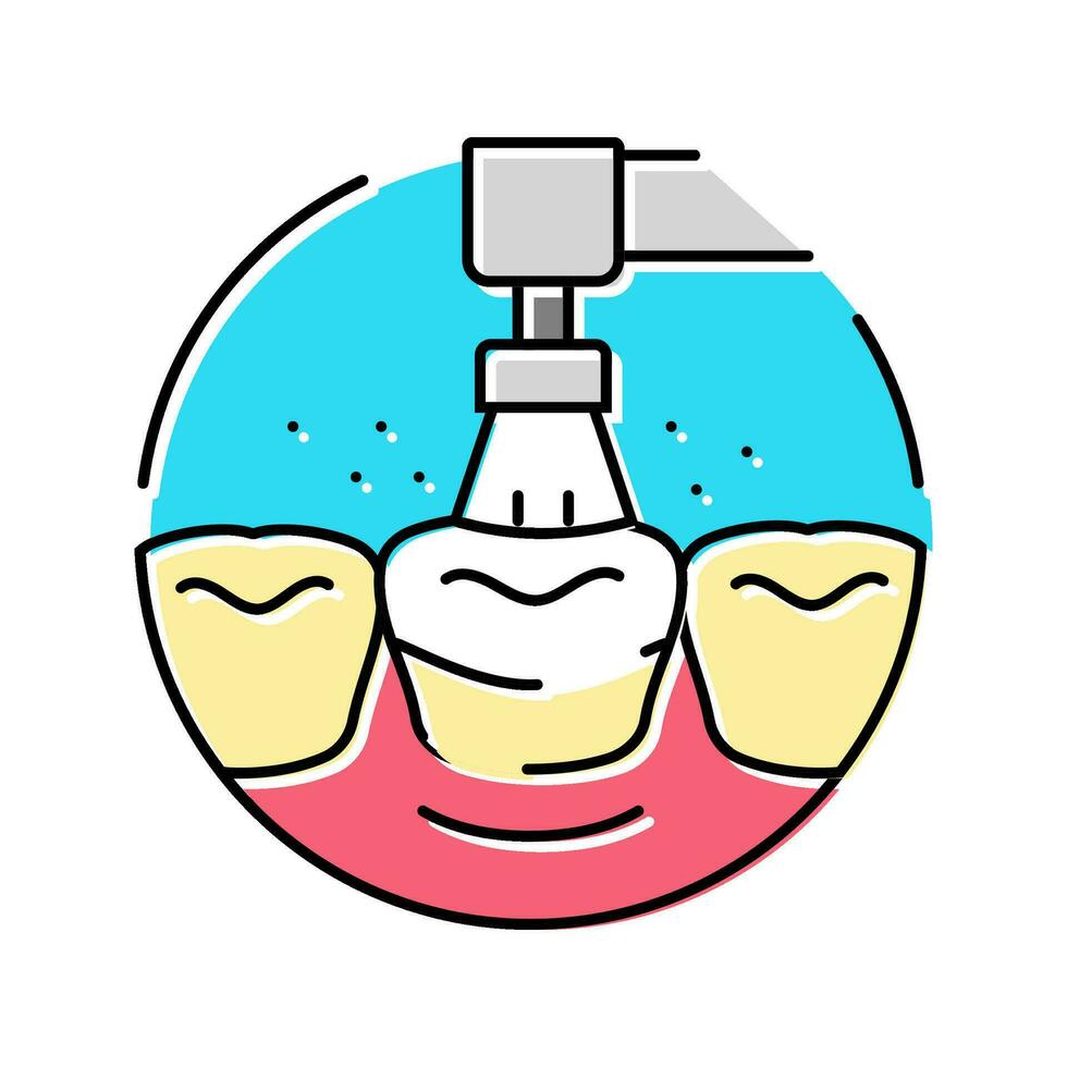 teeth cleaning dental color icon vector illustration