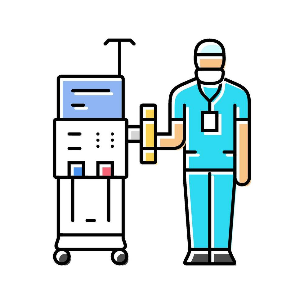 dialysis technician dialyzer color icon vector illustration