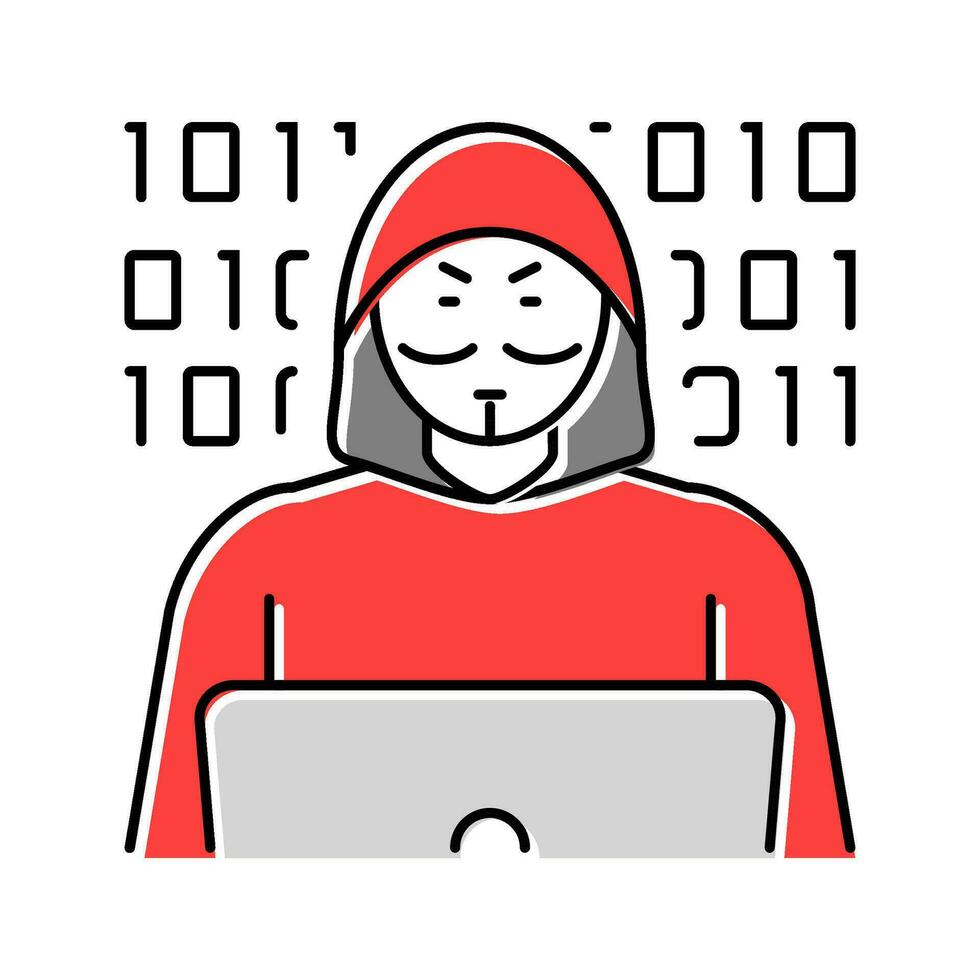 anonymous attacker cyberbullying color icon vector illustration