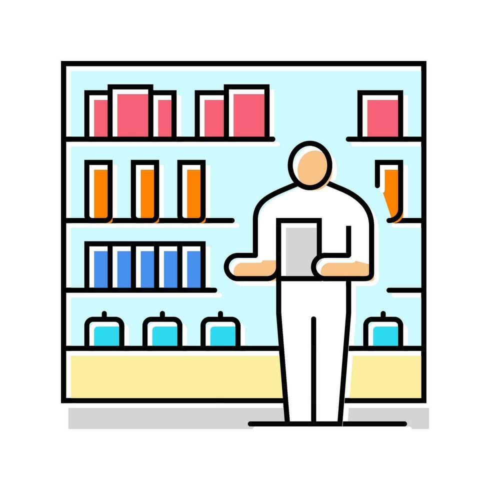 pharmacy inventory pharmacist color icon vector illustration