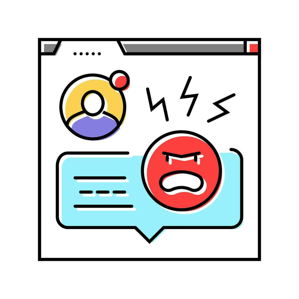 insulting comments cyberbullying color icon vector illustration